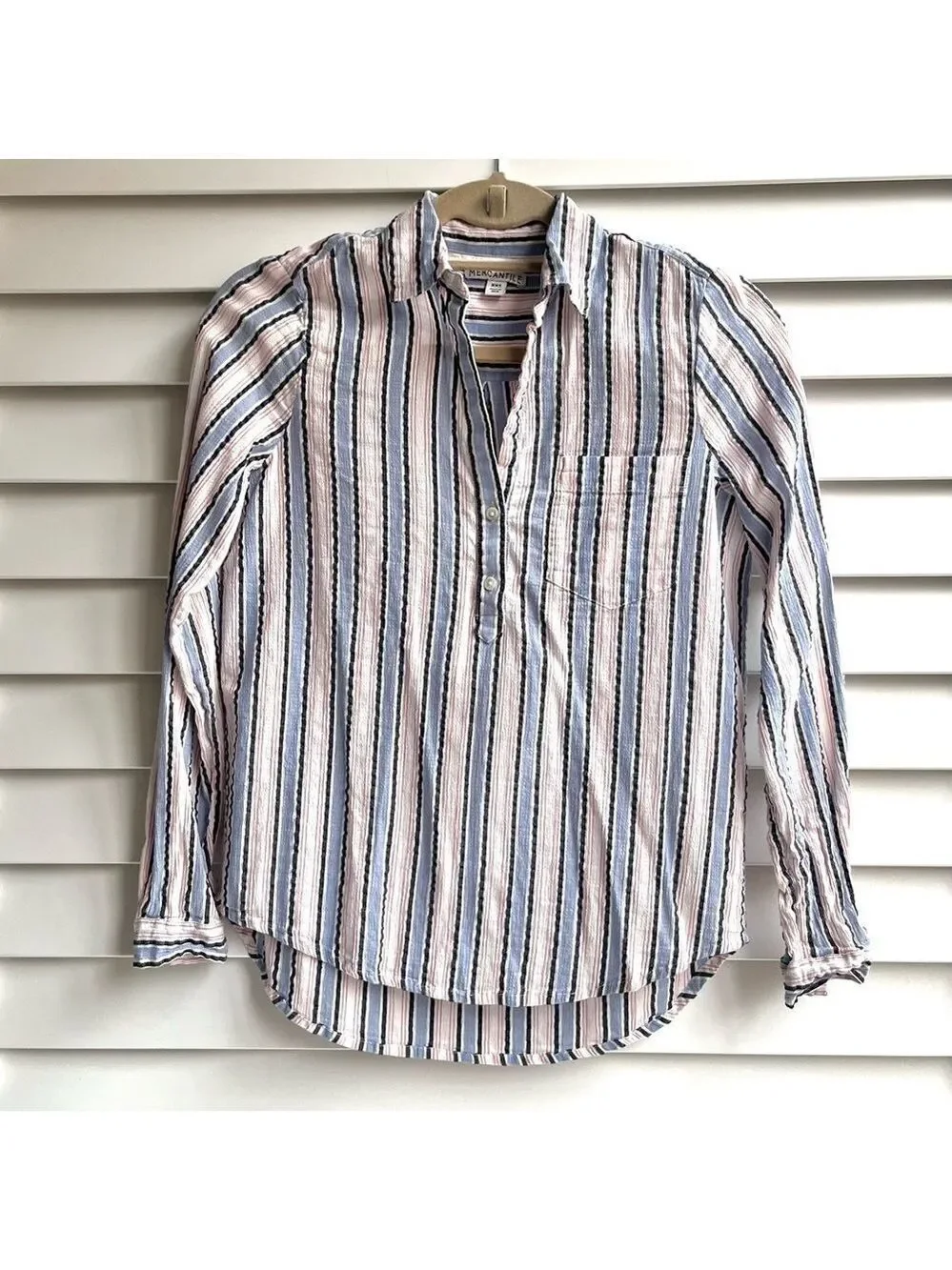 J. Crew Mercantile Seersucker Popover Top